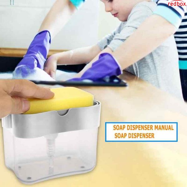 Органайзер для мочалок з мильницею та дозатором натискна Soap Pump Sponge Caddy 702081722 фото