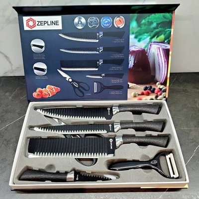 Набір кухонних ножів із неіржавкої сталі Zepline ZP-035 6 предметів ZP-035 фото