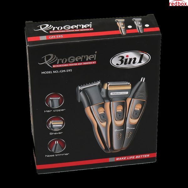 Чоловічий тример бритва акумуляторна для стриження волосся й бороди ProGemei Gold GM-595 GM595 фото
