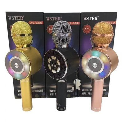 Караоке-мікрофон Wster WS-669 бездротовий мікрофон із вбудованим динаміком (USB, microSD, AUX, Bluetooth) WS669 фото