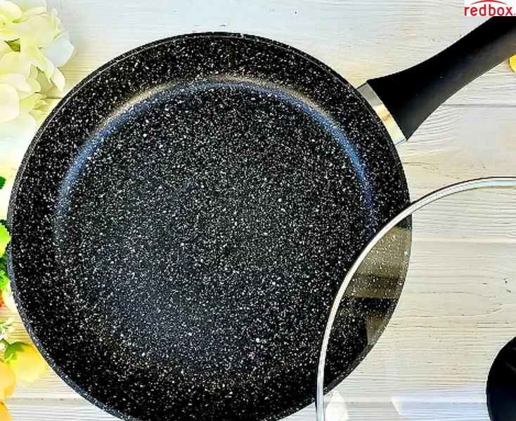 Сковорода з кришкою 22 см темний граніт UNIQUE UN-5144 ⁇ Антипригарна сковорода ⁇ Гранітна сковорода UN5144 фото