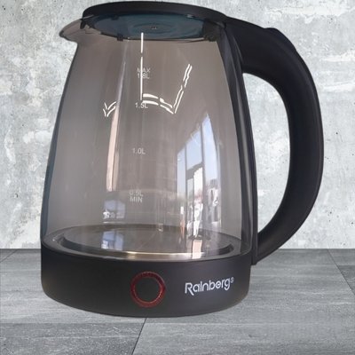 Прозорий скляний чайник Rainberg RB-2240 Дисковий електричний чайник 2200 W RB2040 фото