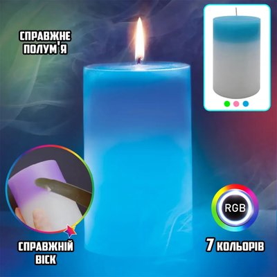 Декоративна воскова свічка з ефектом полум'я і LED-підсвіткою Candles magic 7 кольорів RGB CAM77 фото