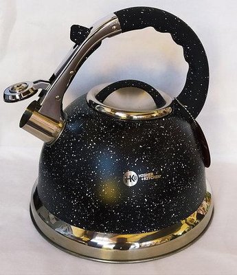 Чайник металевий зі свистком для газової плити HIGHER KITCHEN (ZP-021), 3,5 к., Чорний ZP-02101 фото