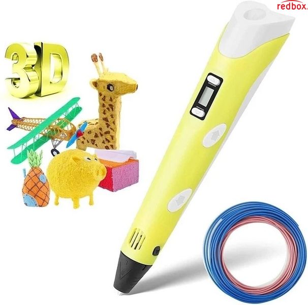 3d-ручка для дитячої творчості 3Dpen З Lcd Екраном Повний Набір Пластик І Трафарети Жовтий PENYELO33 фото