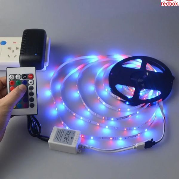 Світлодіодна стрічка багатобарвна 3528 RGB 5 м Led з пультом N3528 фото