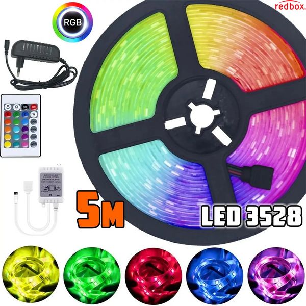 Світлодіодна стрічка багатобарвна 3528 RGB 5 м Led з пультом N3528 фото