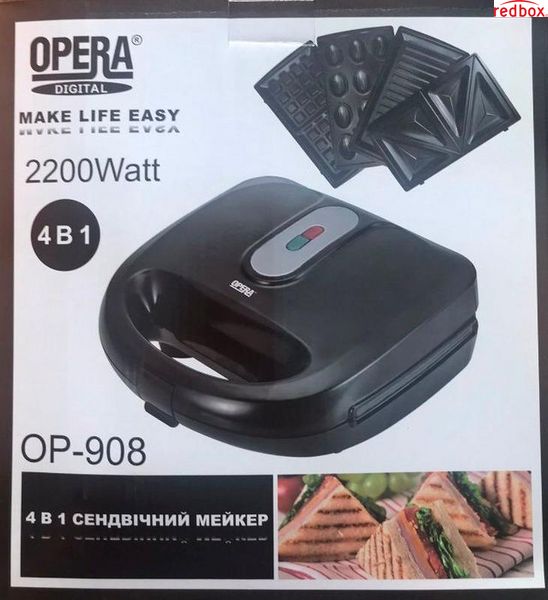 Мультикукер 4 в 1 Горішниця Гриль Сендвічниця Вафельниця Opera OP-908 OP908 фото